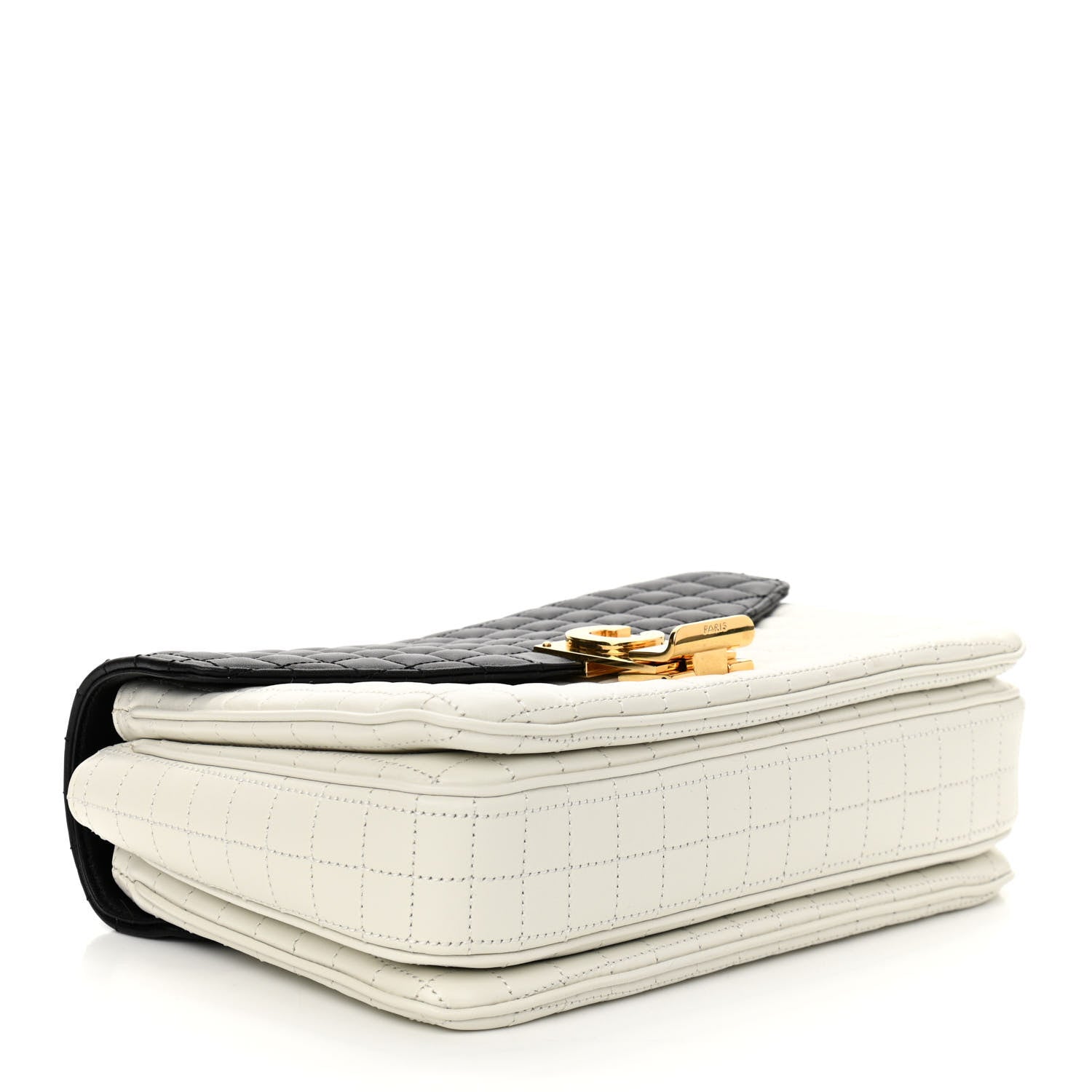 Celine Calfskin Quilted Medium C Bag Black White 4 of 12