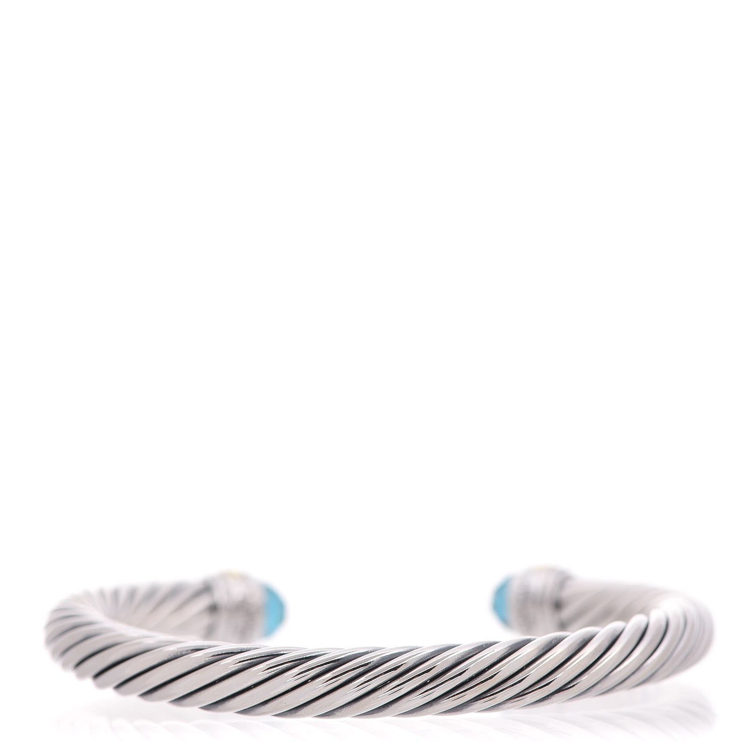 David Yurman Sterling Silver 14K Yellow Gold Blue Topaz 7mm Cable Classics Bracelet 3 of 5