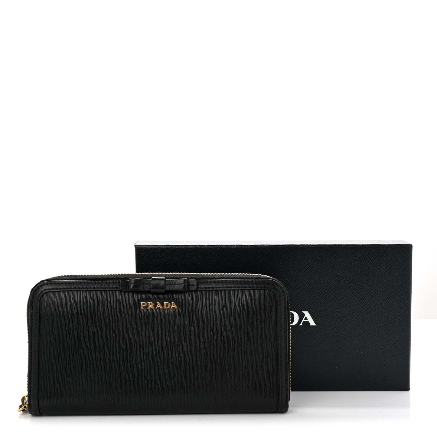 Vitello Move Bow Zip Around Wallet Black