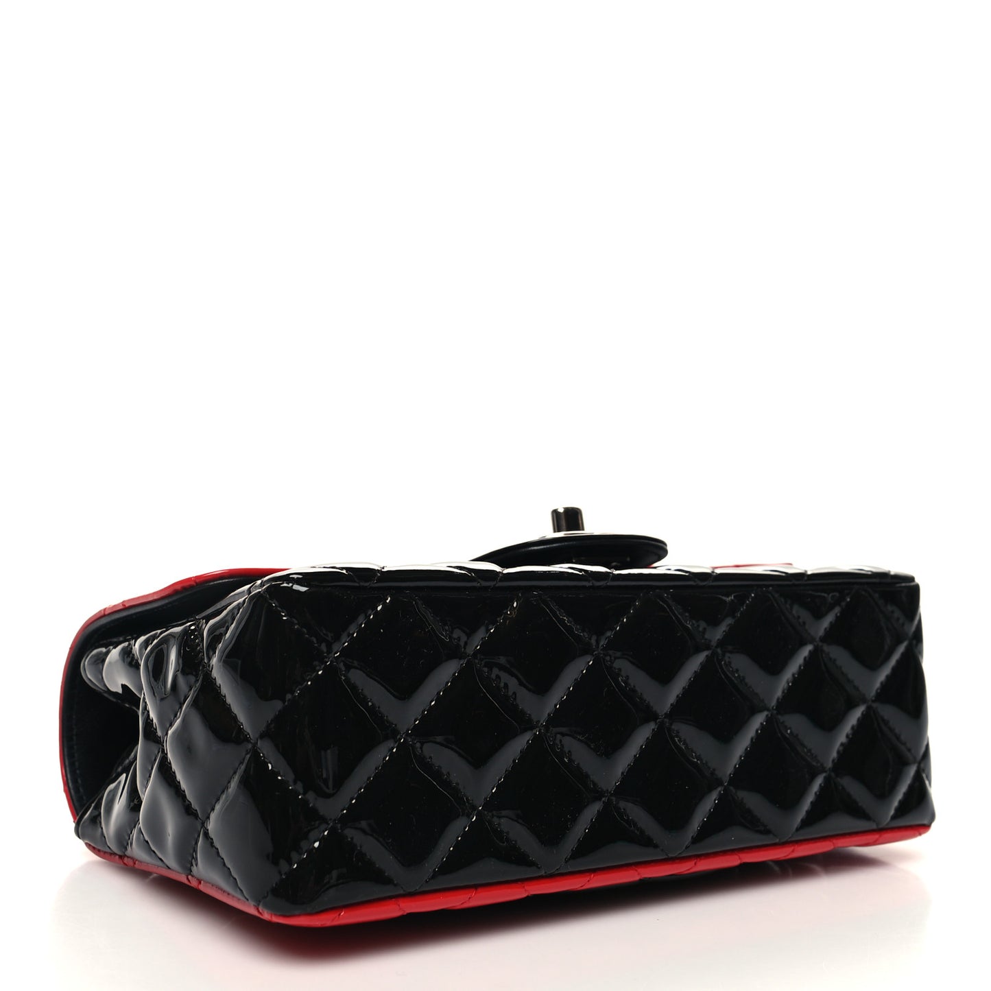 Patent Calfskin Quilted Bi-Color Mini Rectangular Flap Red Black