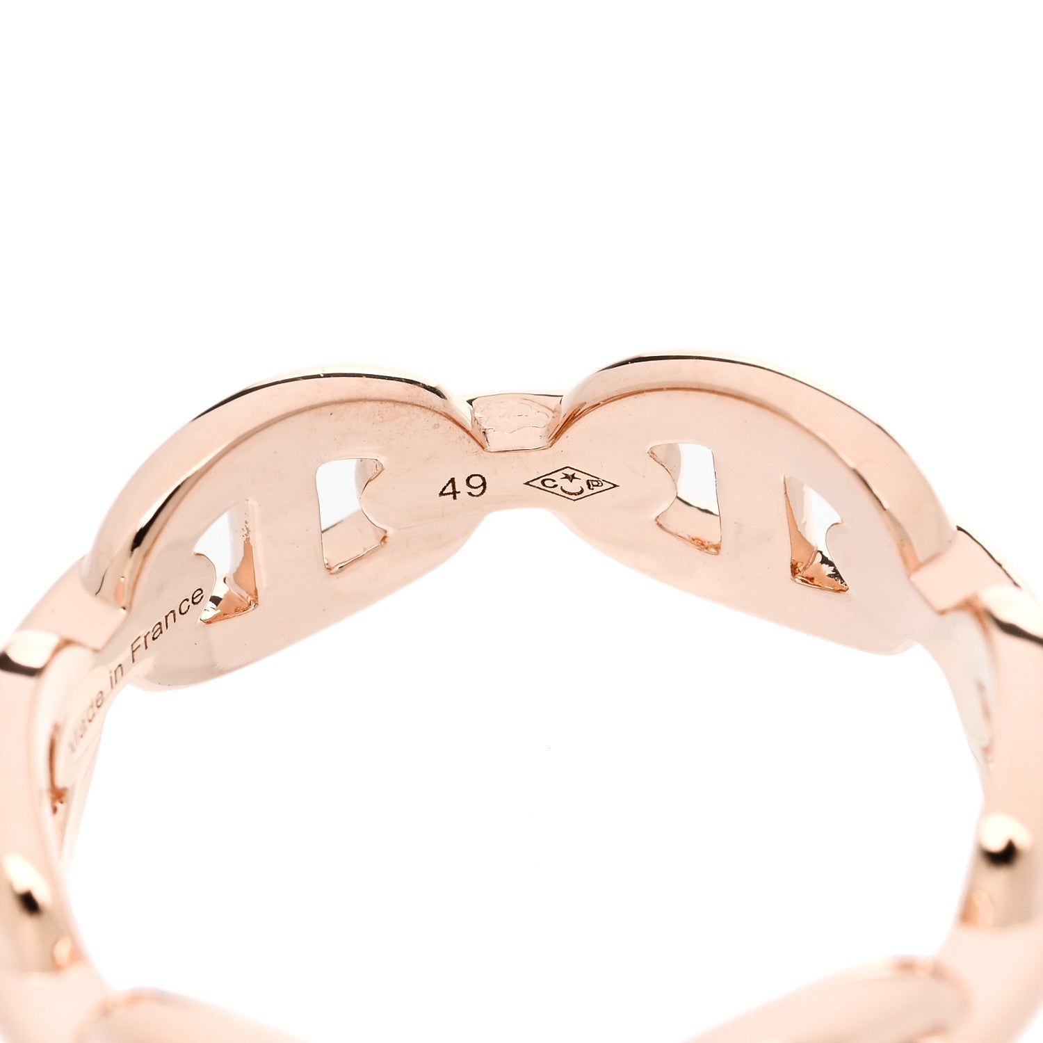 Hermes 18K Rose Gold PM Chaine D'Ancre Enchainee Ring 49 5 5 of 9