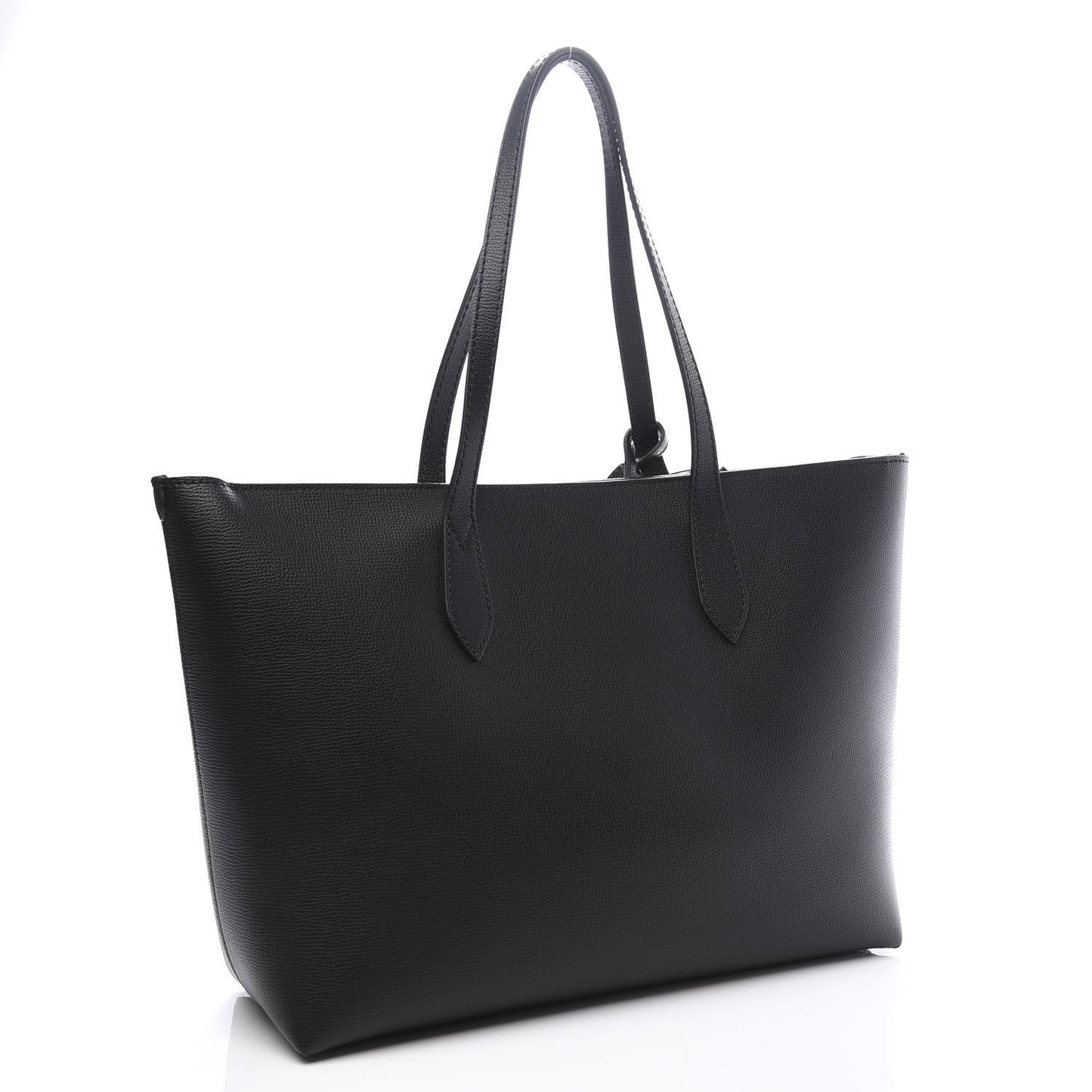 Grainy Calfskin Haymarket Colours Check Medium Zip Tote Black