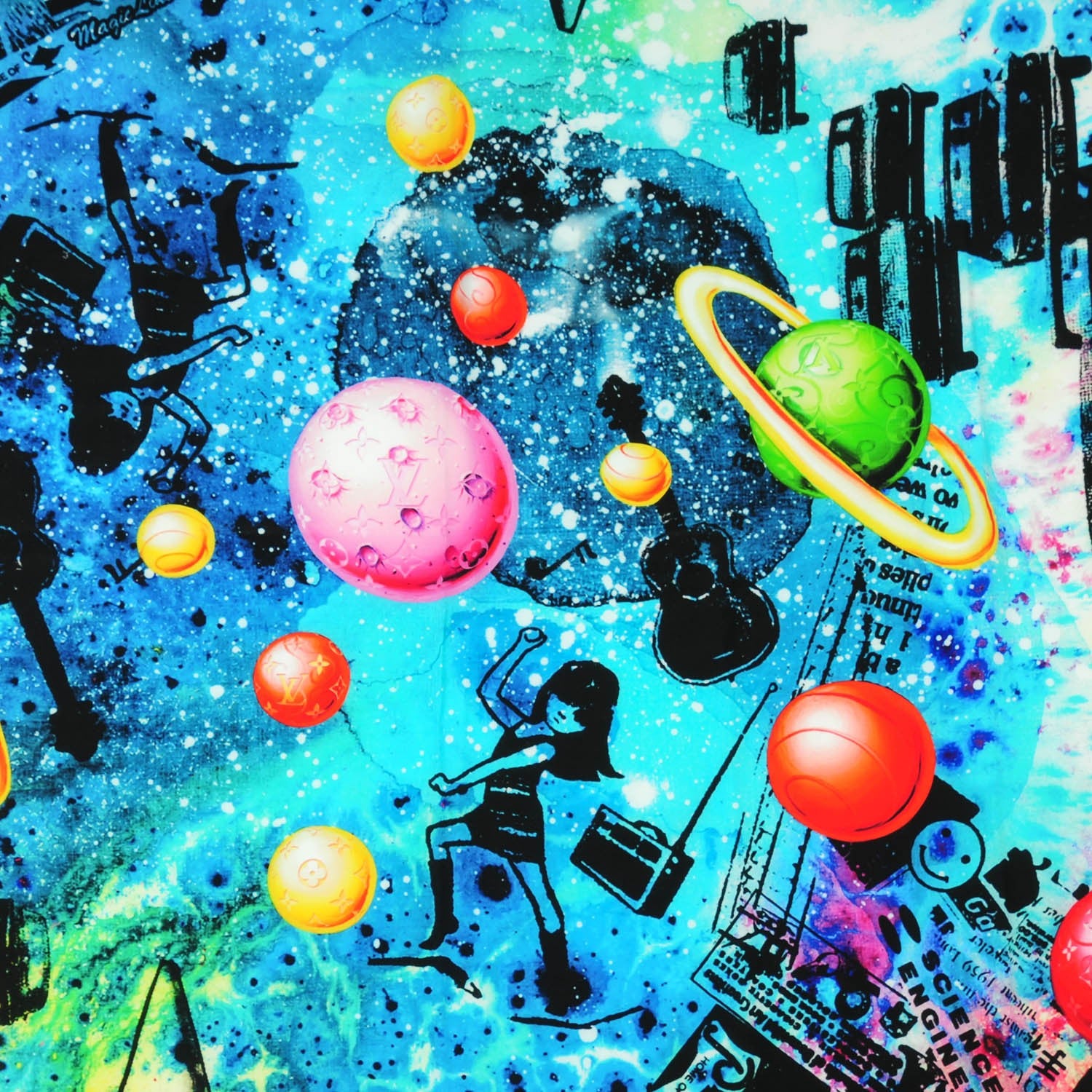 Louis Vuitton Silk Kenny Scharf Cosmic Pop Giant Square Scarf 1 of 6