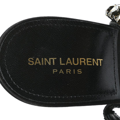 Saint Laurent Crystal Raso Seta 100 Ankle Strap Sandals 38.5 Black 6 of 7