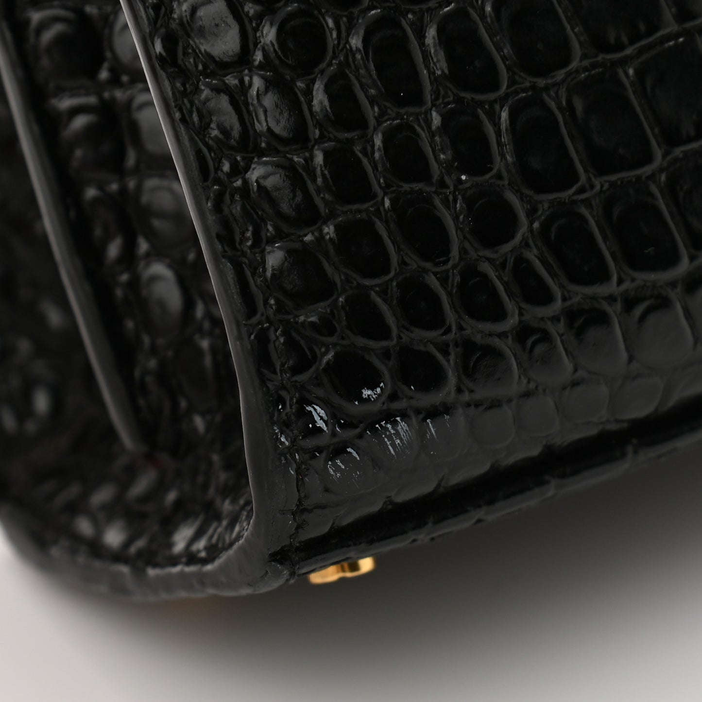 Calfskin Crocodile Embossed Mini Classic Monogram Cassandra Top Handle Black