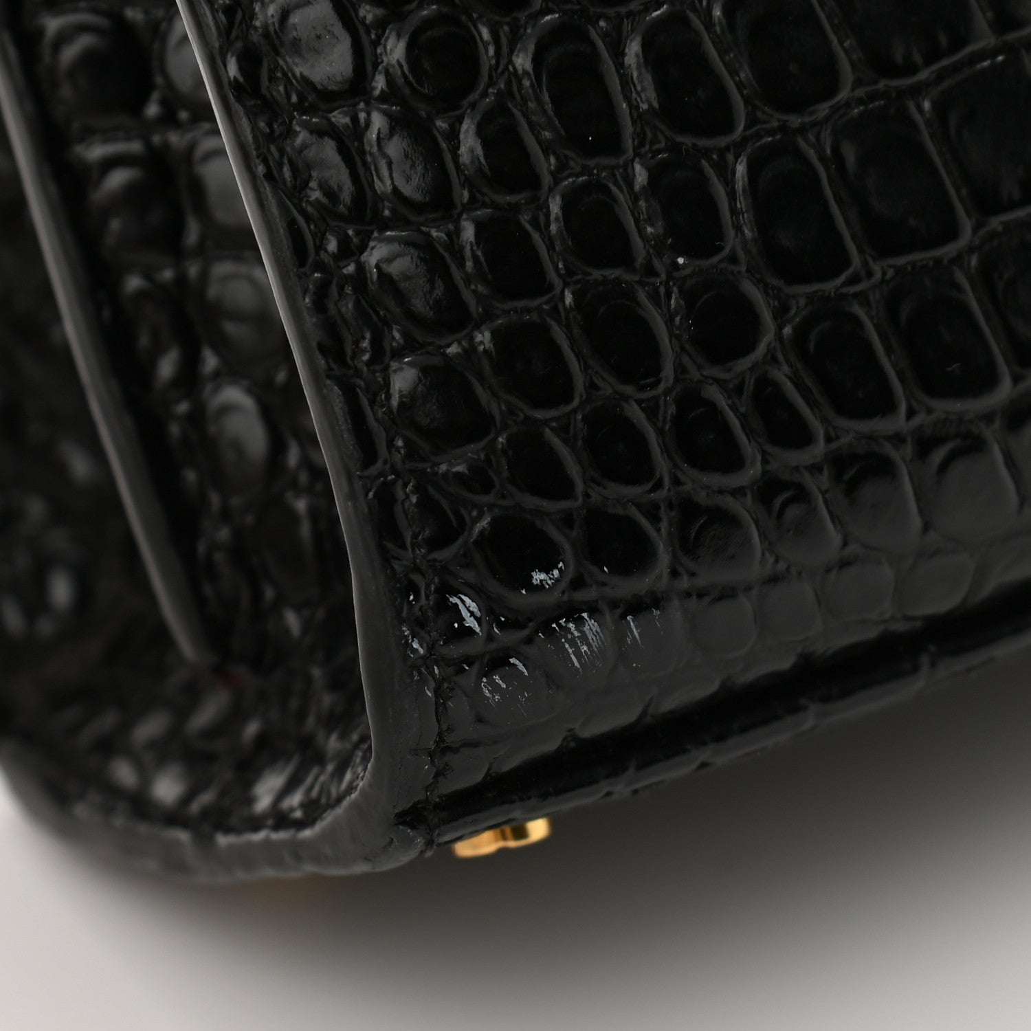 Saint Laurent Calfskin Crocodile Embossed Mini Classic Monogram Cassandra Top Handle Black 11 of 12