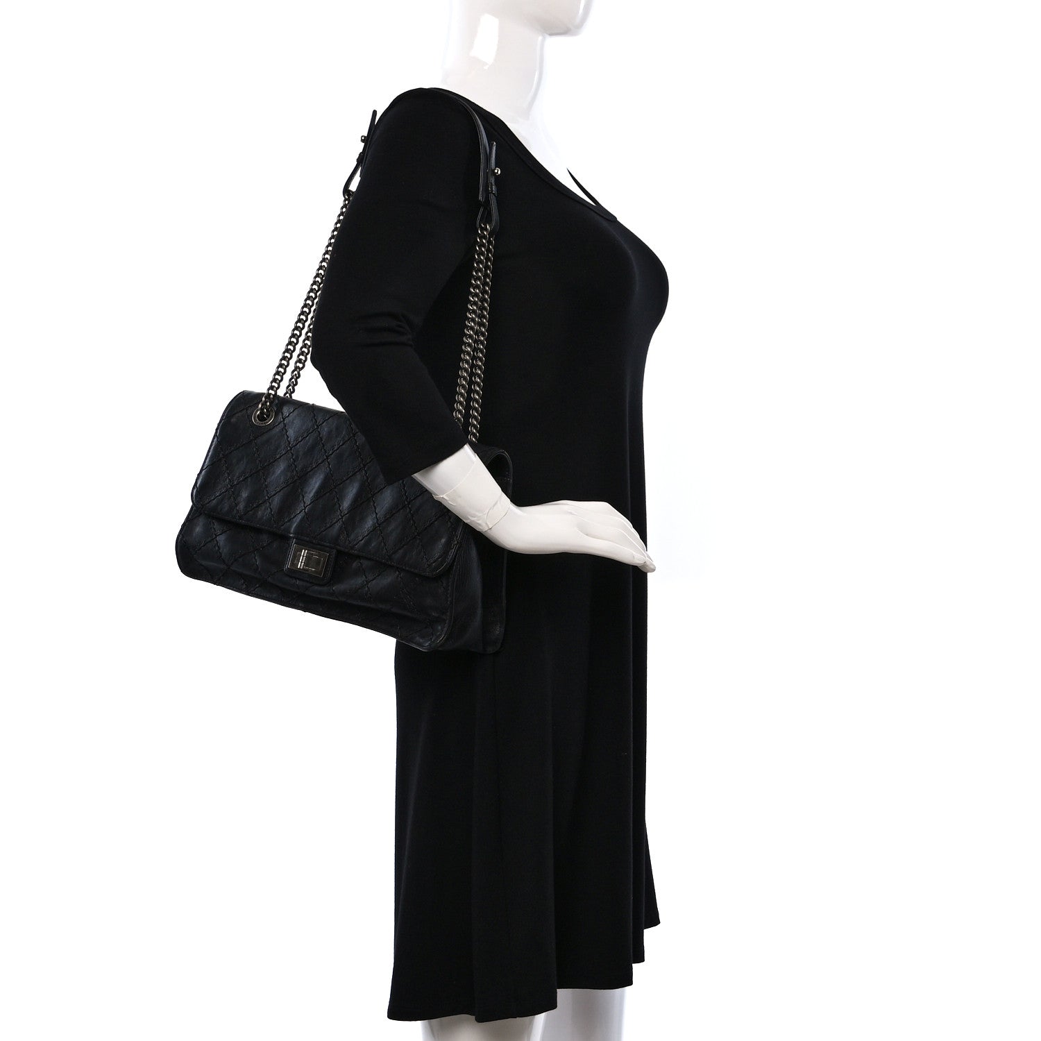 Chanel Calfskin CC Crave Reissue Crown Jumbo Flap Black 2 of 11