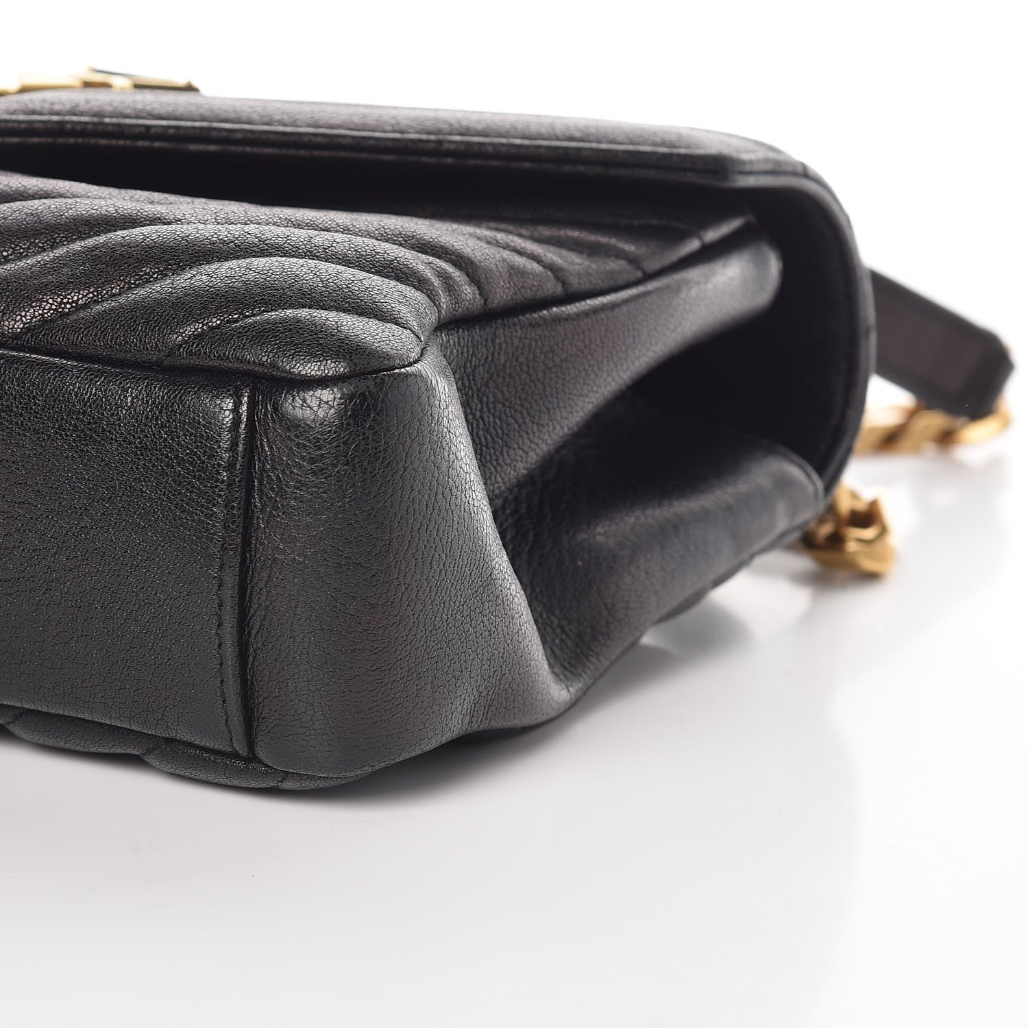 Saint Laurent Sheepskin Matelasse Chevron Monogram Medium College Bag Black 12 of 14