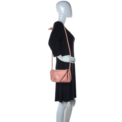 Bottega Veneta Lambskin Small Beak Triangle Flap Shoulder Bag Peachy Silver 2 of 8