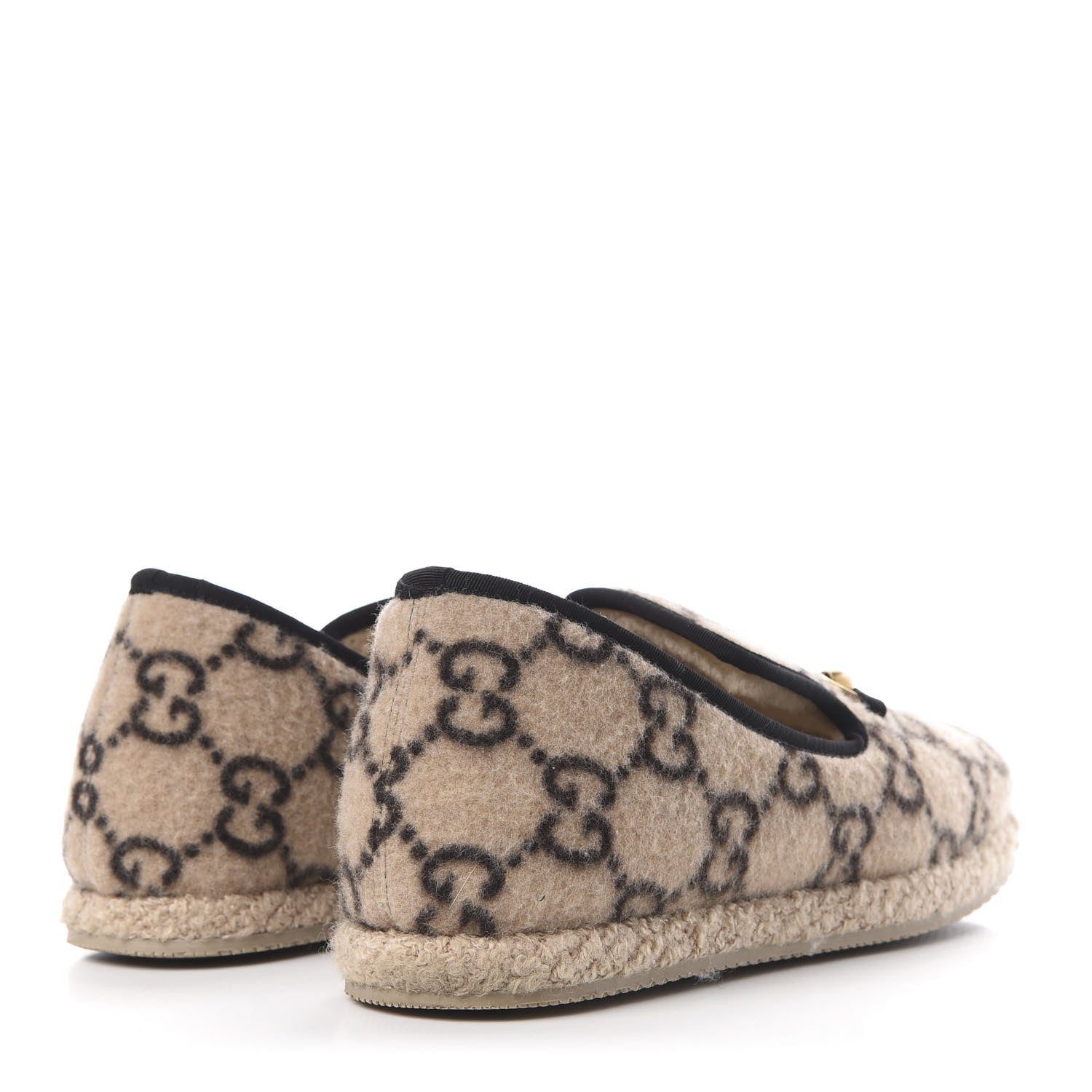 Gucci Covered Wool GG Monogram Mens Fria Horsebit Loafers 6 Beige Ebony Black Butterscotch 4 of 11