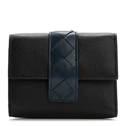 Bottega Veneta Lambskin Calfskin Tag Tri-Fold Zip Wallet Fondant Deep Blue 1 of 8