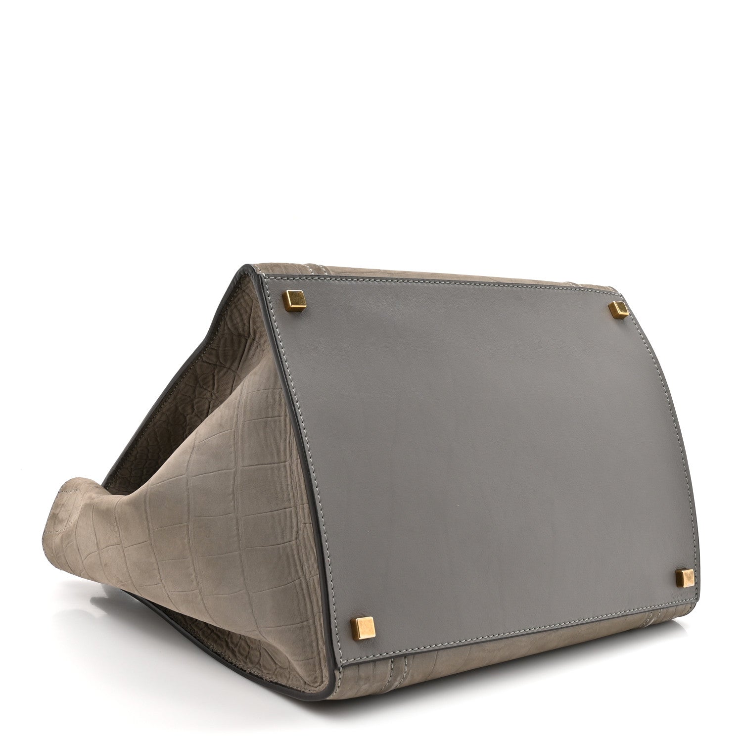 Celine Crocodile Embossed Nubuck Medium Phantom Luggage Grey 4 of 11