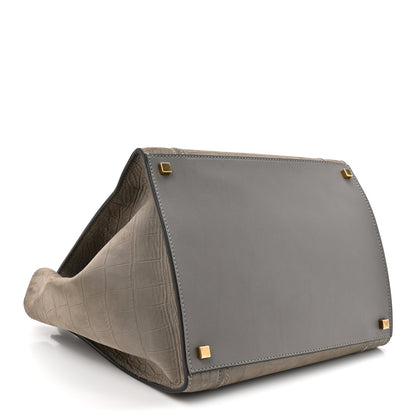 Celine Crocodile Embossed Nubuck Medium Phantom Luggage Grey 4 of 11