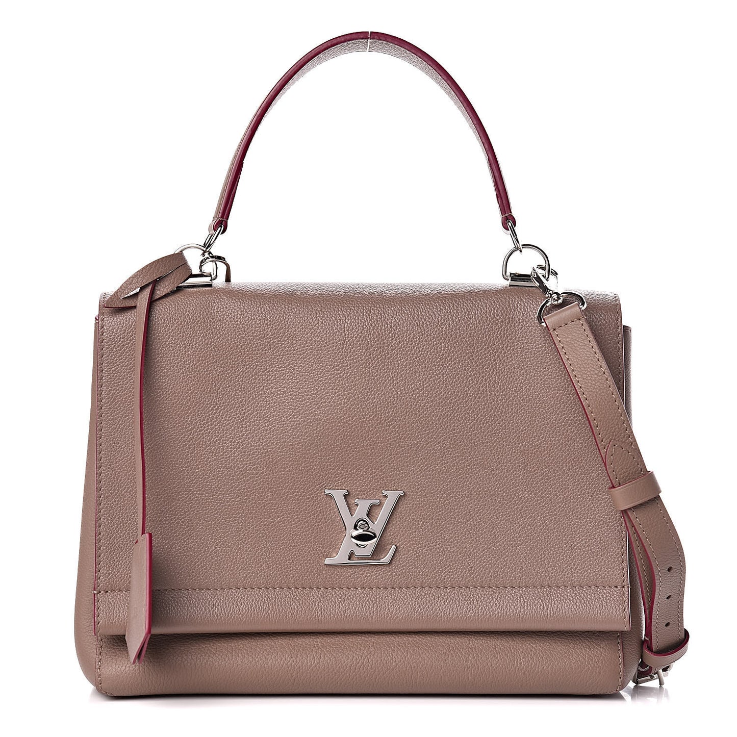 Soft Calfskin Lockme II Top Handle Taupe Glace