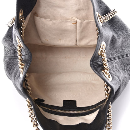 Gucci Pebbled Calfskin Medium Soho Chain Shoulder Bag Black 5 of 10