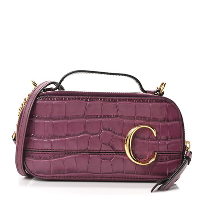 Chloe Calfskin Crocodile Embossed Mini C Vanity Bag Crushed Violet 1 of 10