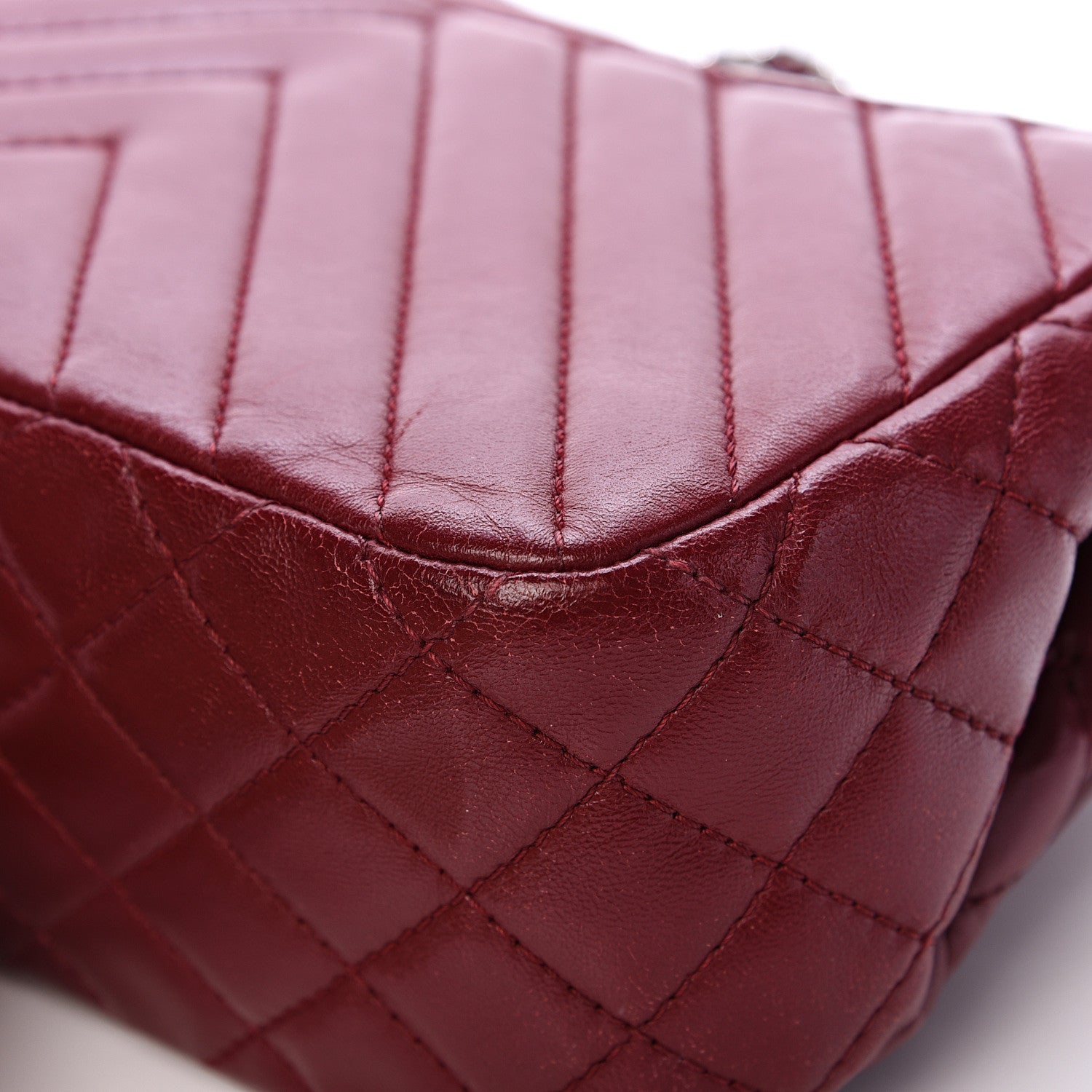 Chanel Lambskin Chevron Quilted Medium Surpique Flap Dark Red 10 of 15