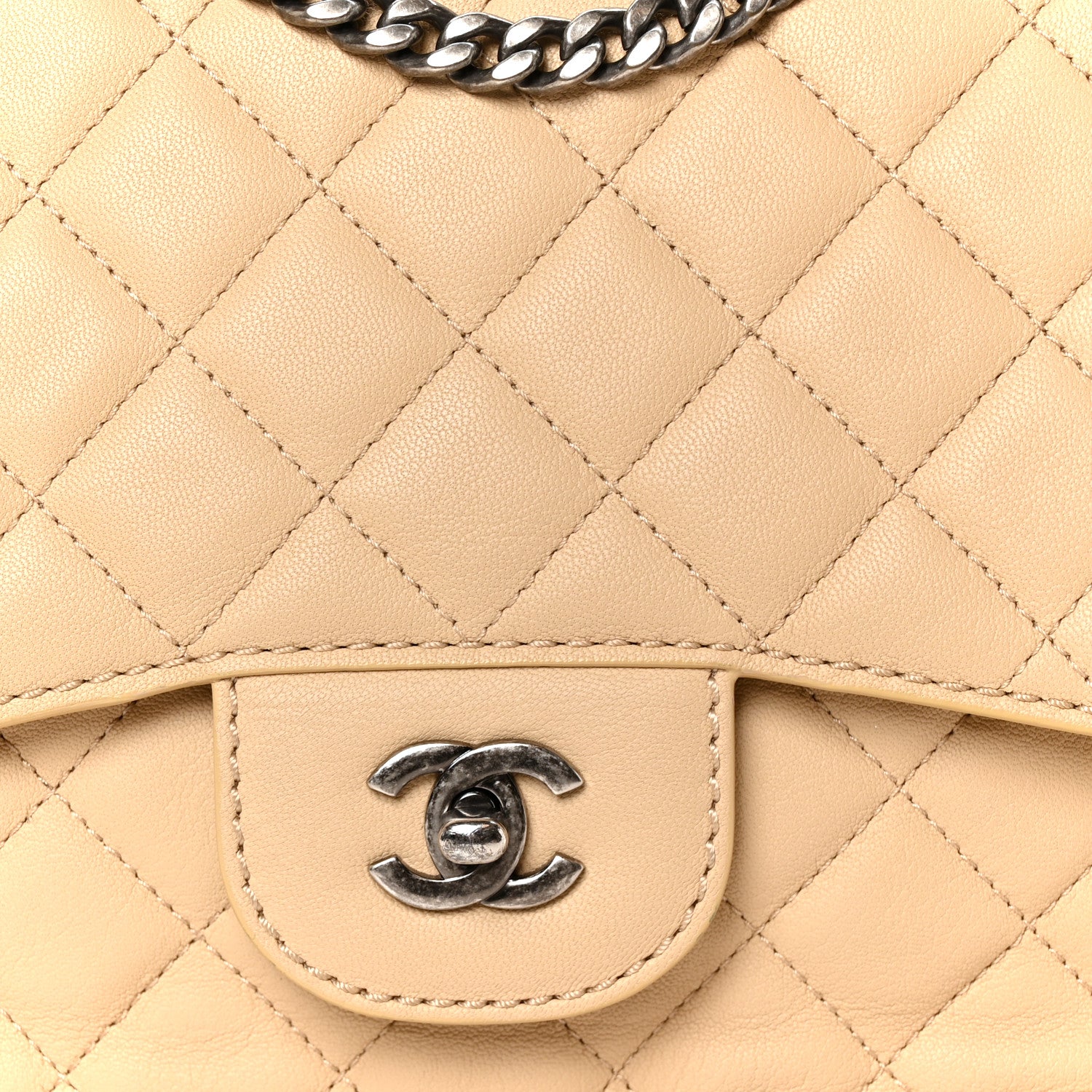 Chanel Lambskin Quilted Large Natural CC Flap Beige 9 of 11