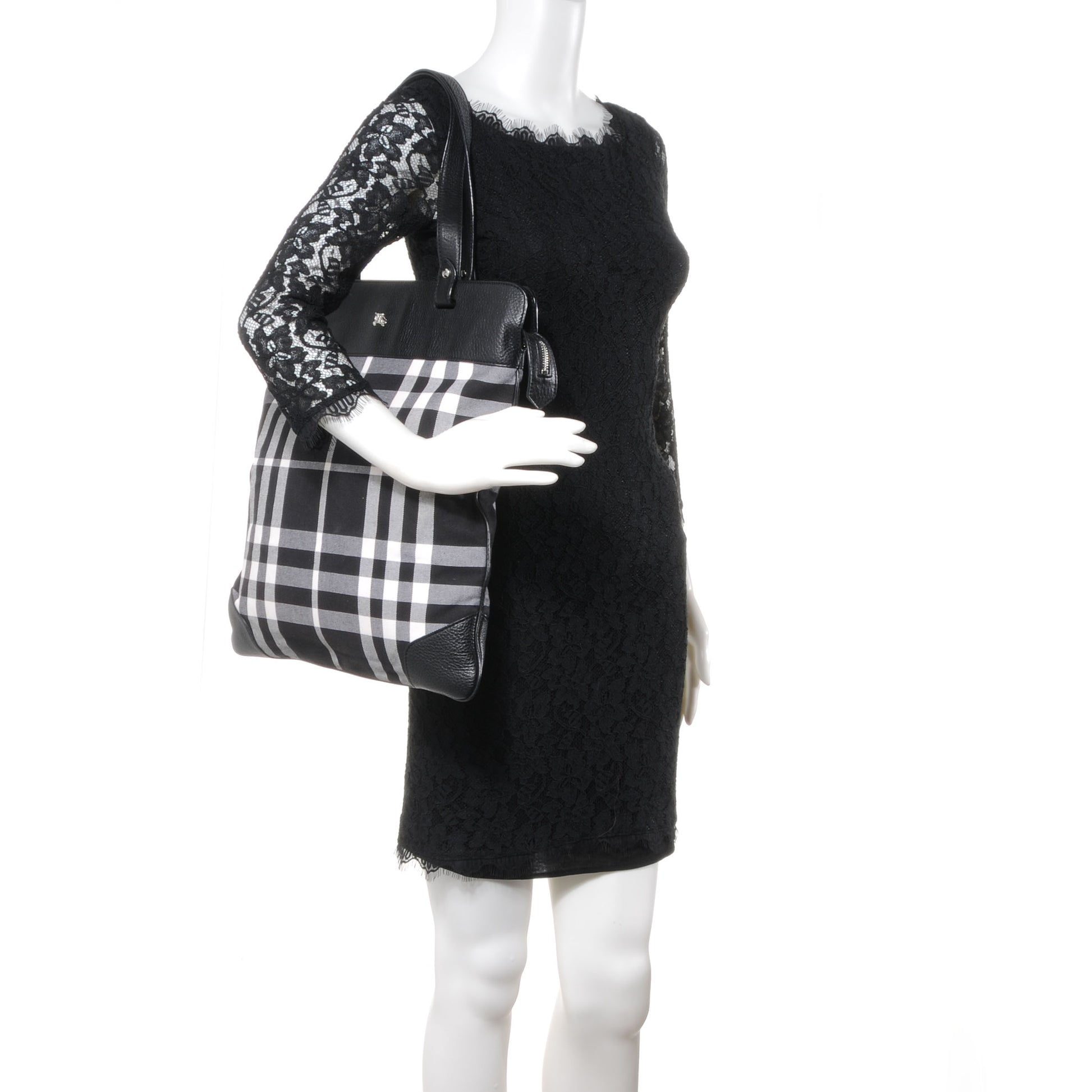 Burberry Canvas Check Large Tote Black 2 of 8