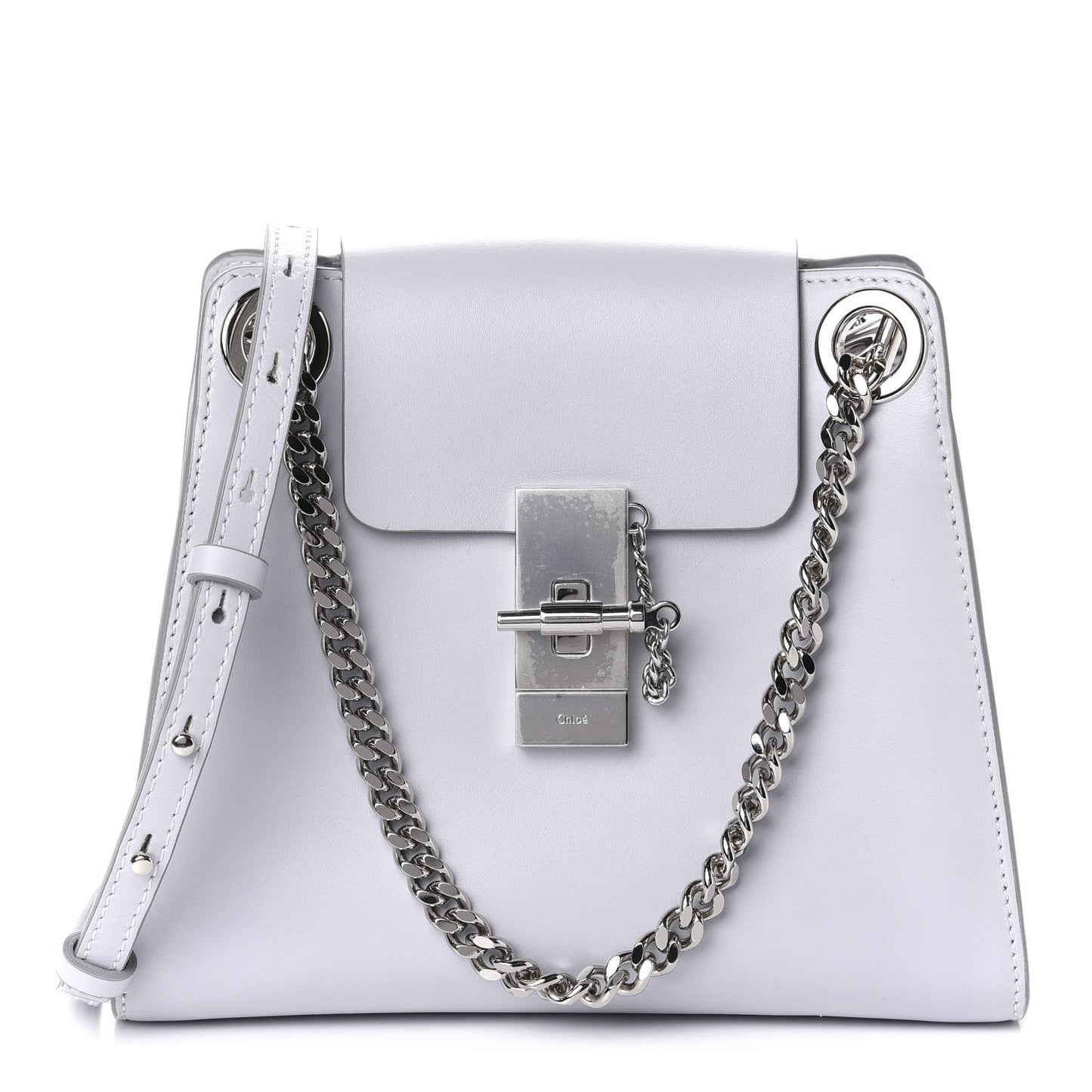 Shiny Calfskin Mini Annie Shoulder Bag Airy Grey