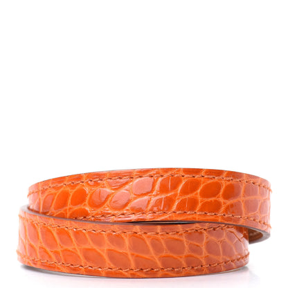 Hermes Shiny Alligator Kelly Double Tour Bracelet S Orange 3 of 4