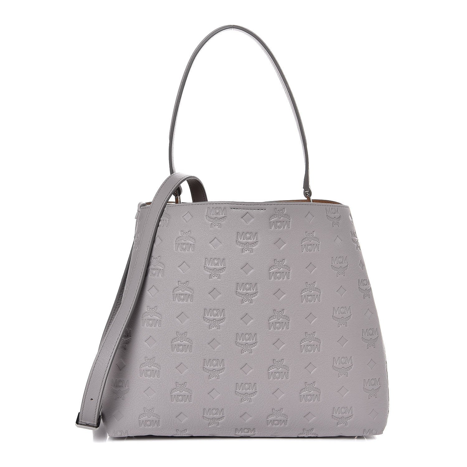 MCM Calfskin Ottomar Monogram Sarah Convertible Hobo Dove 1 of 9