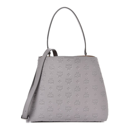 MCM Calfskin Ottomar Monogram Sarah Convertible Hobo Dove 1 of 9