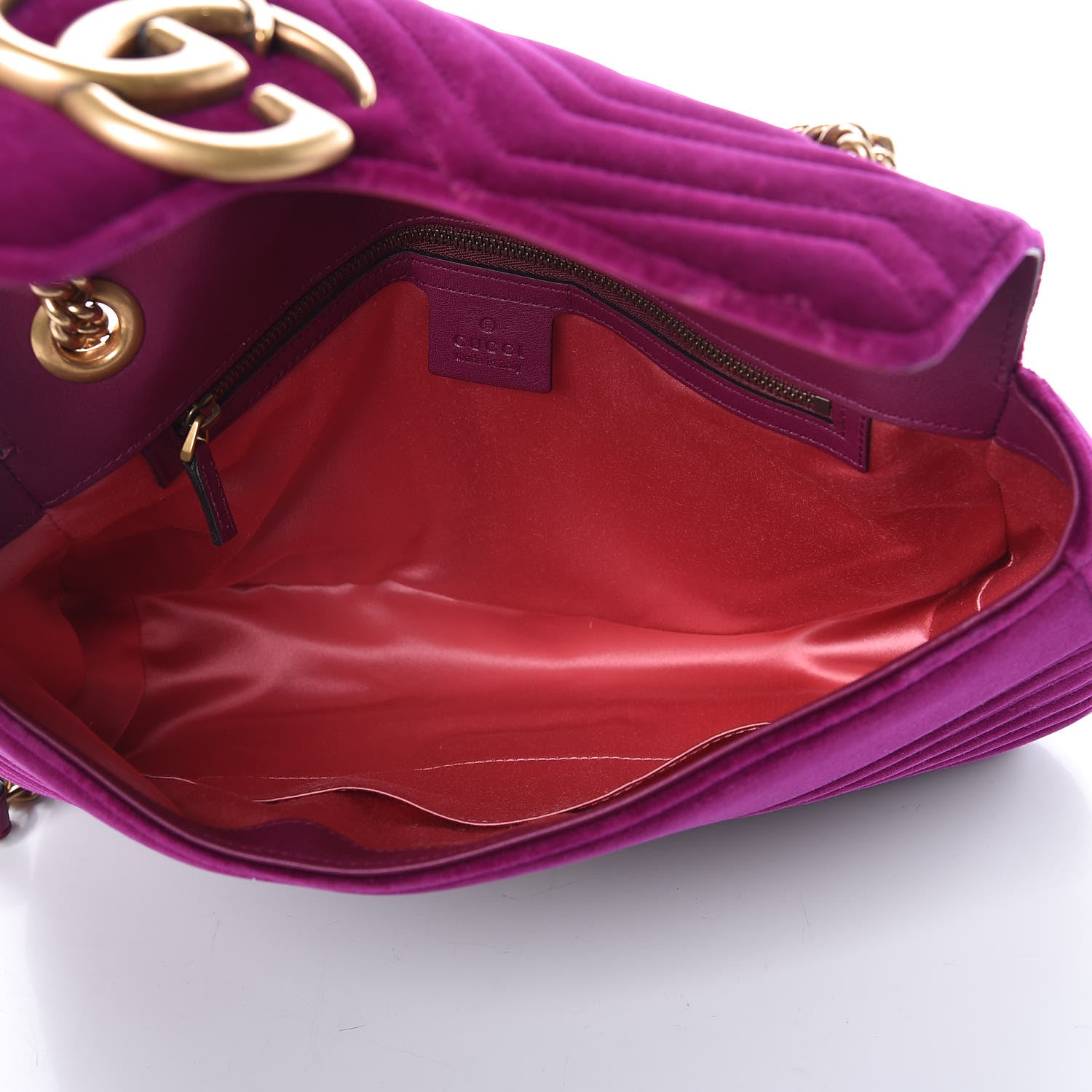 Gucci Velvet Matelasse Medium GG Marmont Shoulder Bag Fuchsia Violet Cyclamen 7 of 9