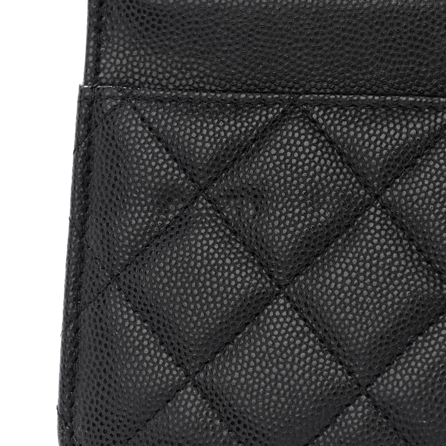 Caviar Quilted Crystal CC Wallet On Chain WOC Black