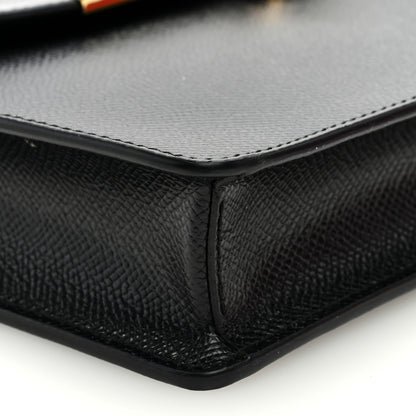 Salvatore Ferragamo Pebbled Calfskin Gancio Wallet On Chain Black 7 of 9