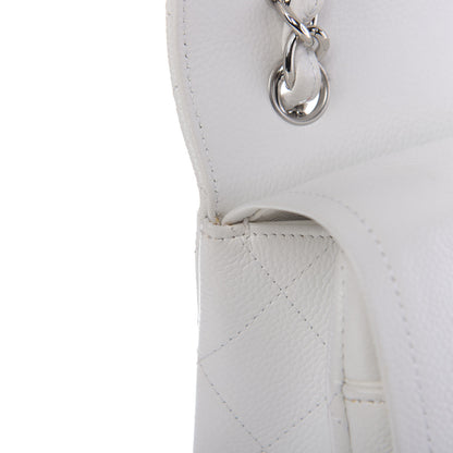 Chanel Caviar Quilted Jumbo Double Flap White 11 of 14