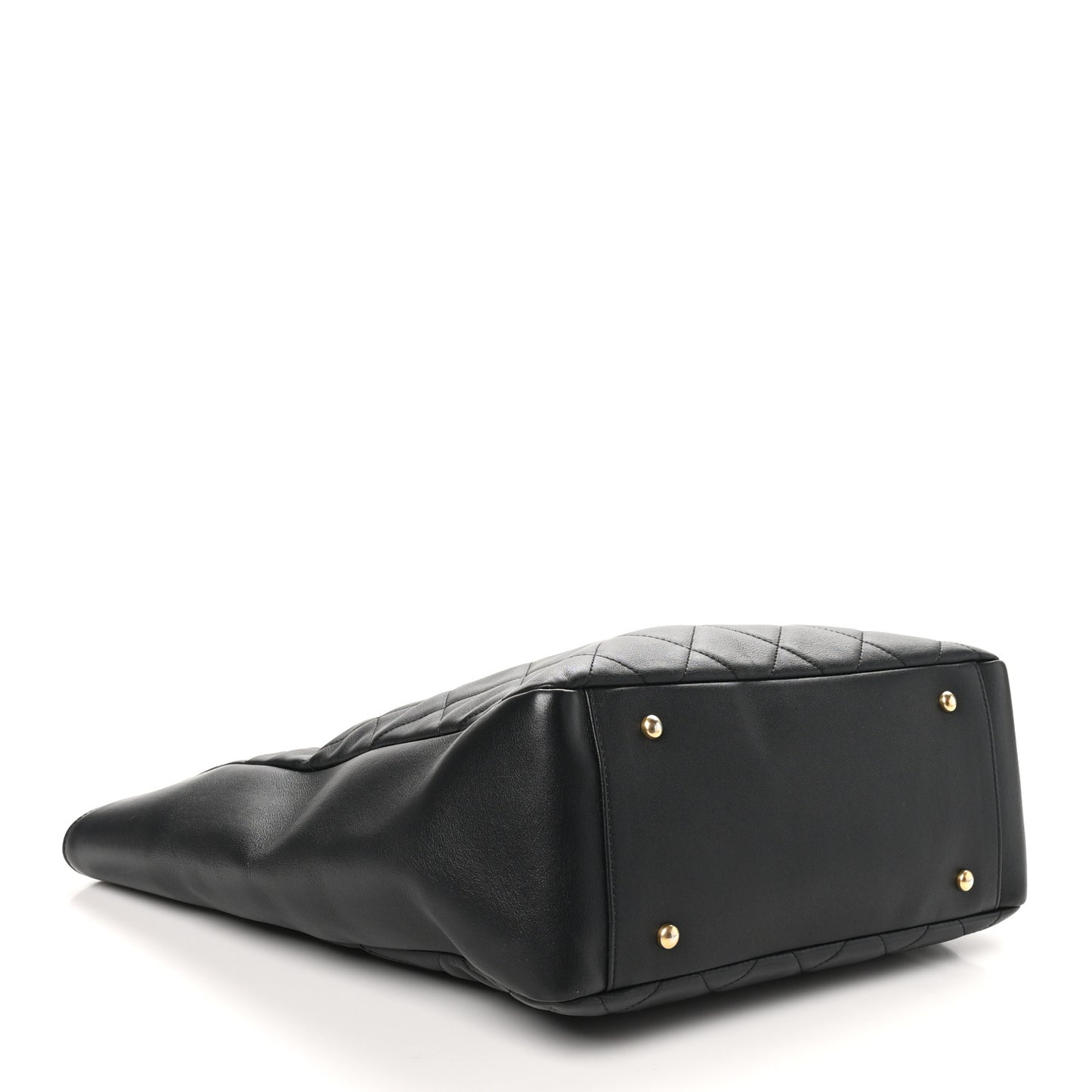 Lambskin Quilted Shopping Tote Black