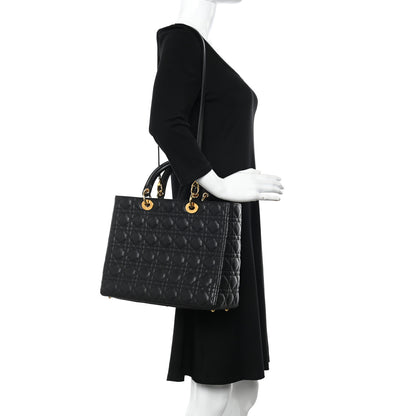 Christian Dior Lambskin Cannage Large Lady Dior Black 2 of 12