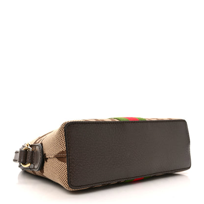 Gucci Monogram Jumbo GG Textured Dollar Calfskin Web Small Ophidia Dome Shoulder Bag Camel Ebony New Acero 4 of 9