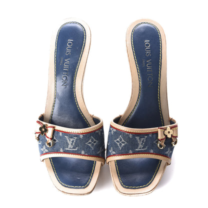 Louis Vuitton Denim Bow Mules Heels 36.5 5 of 10