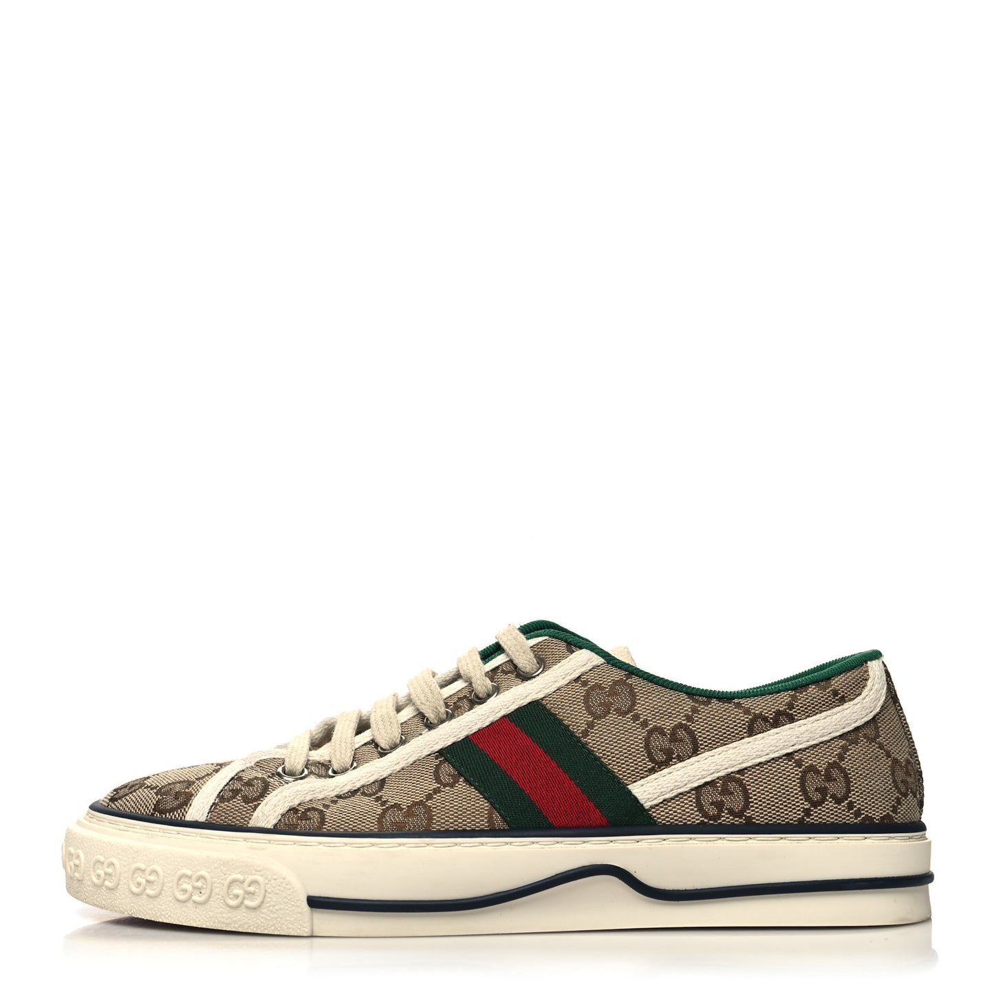 GG Monogram Web Womens 1977 Tennis Sneakers 37 Beige Ebony Mystic White