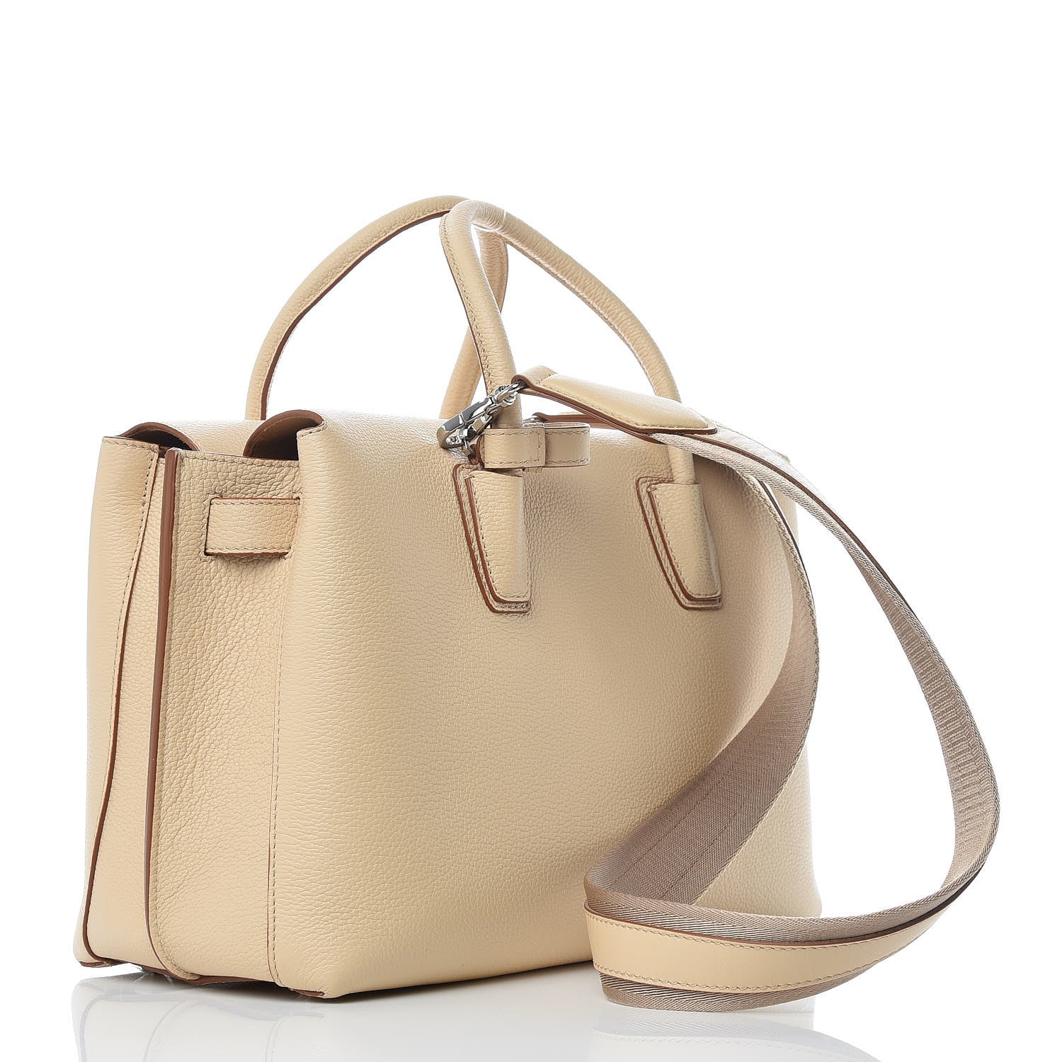 MCM Grained Calfskin Medium Milla Tote Natural 3 of 10