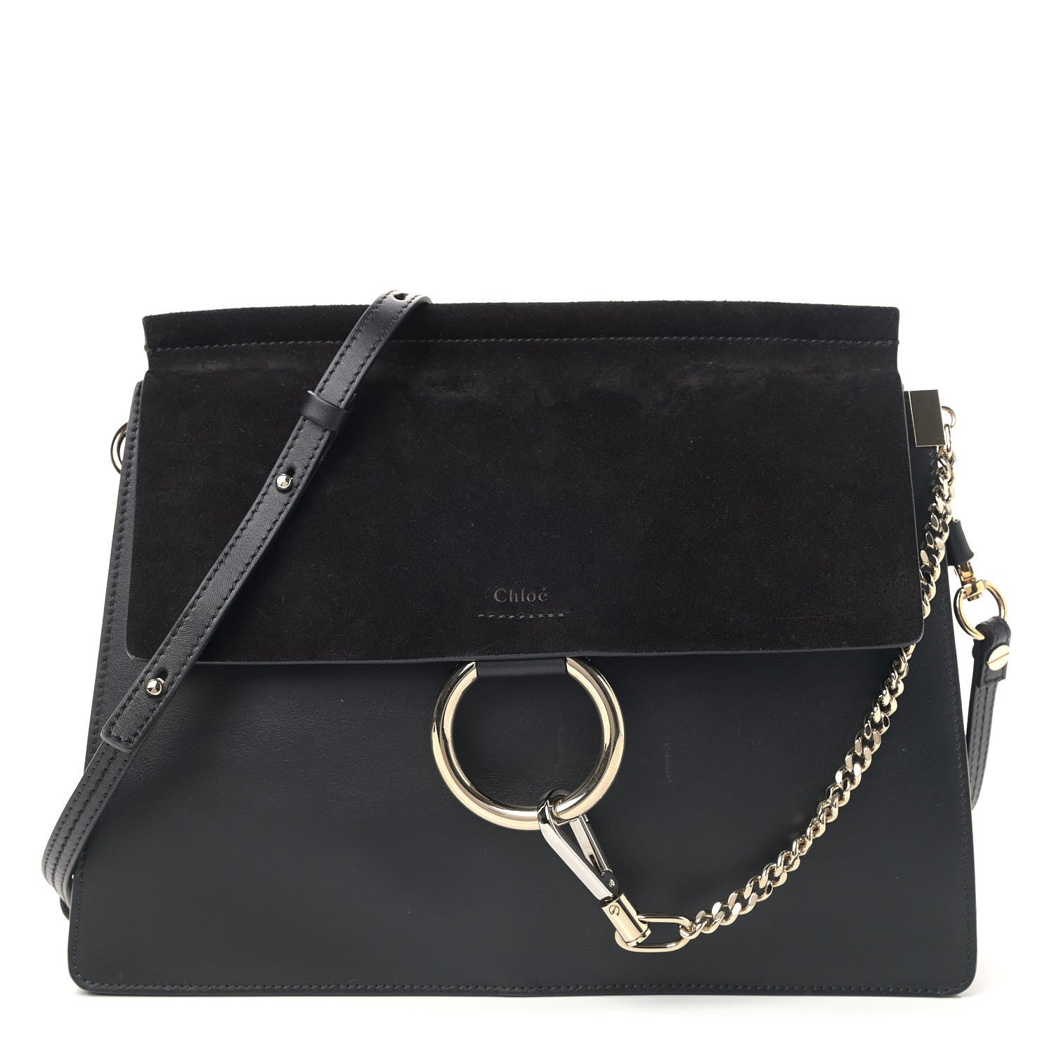 Chloe Suede Calfskin Medium Faye Shoulder Bag Black 1 of 6