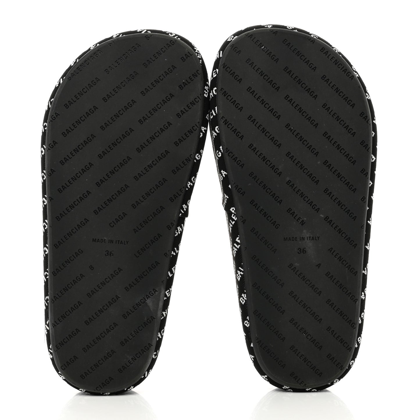 Jacquard Allover Logo Rise Platform Sandals 36 Black White