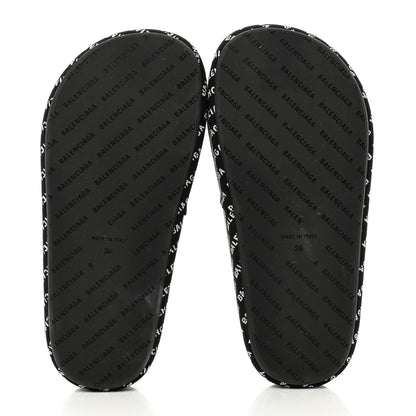 Balenciaga Jacquard Allover Logo Rise Platform Sandals 36 Black White 5 of 8