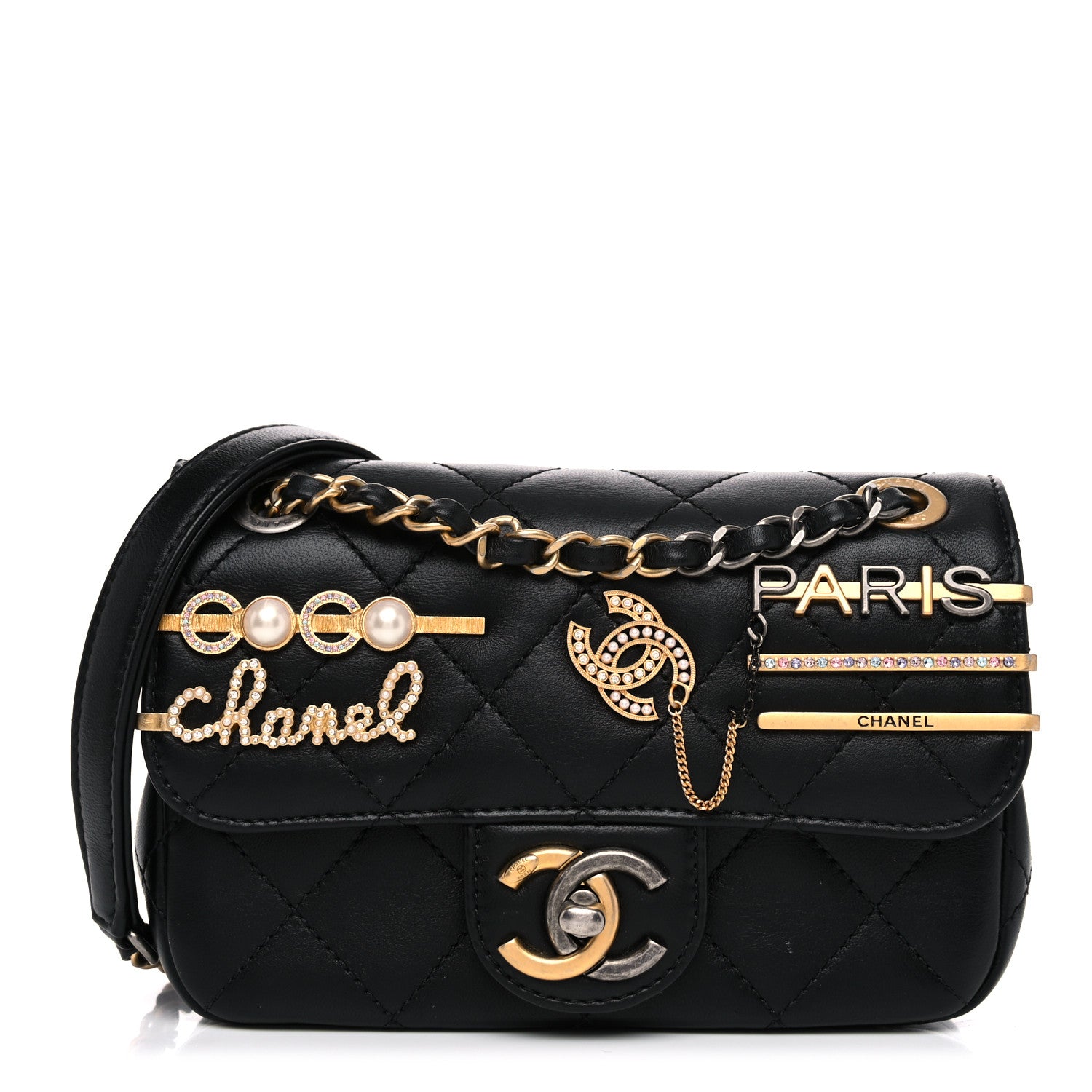 Chanel Lambskin Quilted Mini Coco Clips Single Flap Black 1 of 10