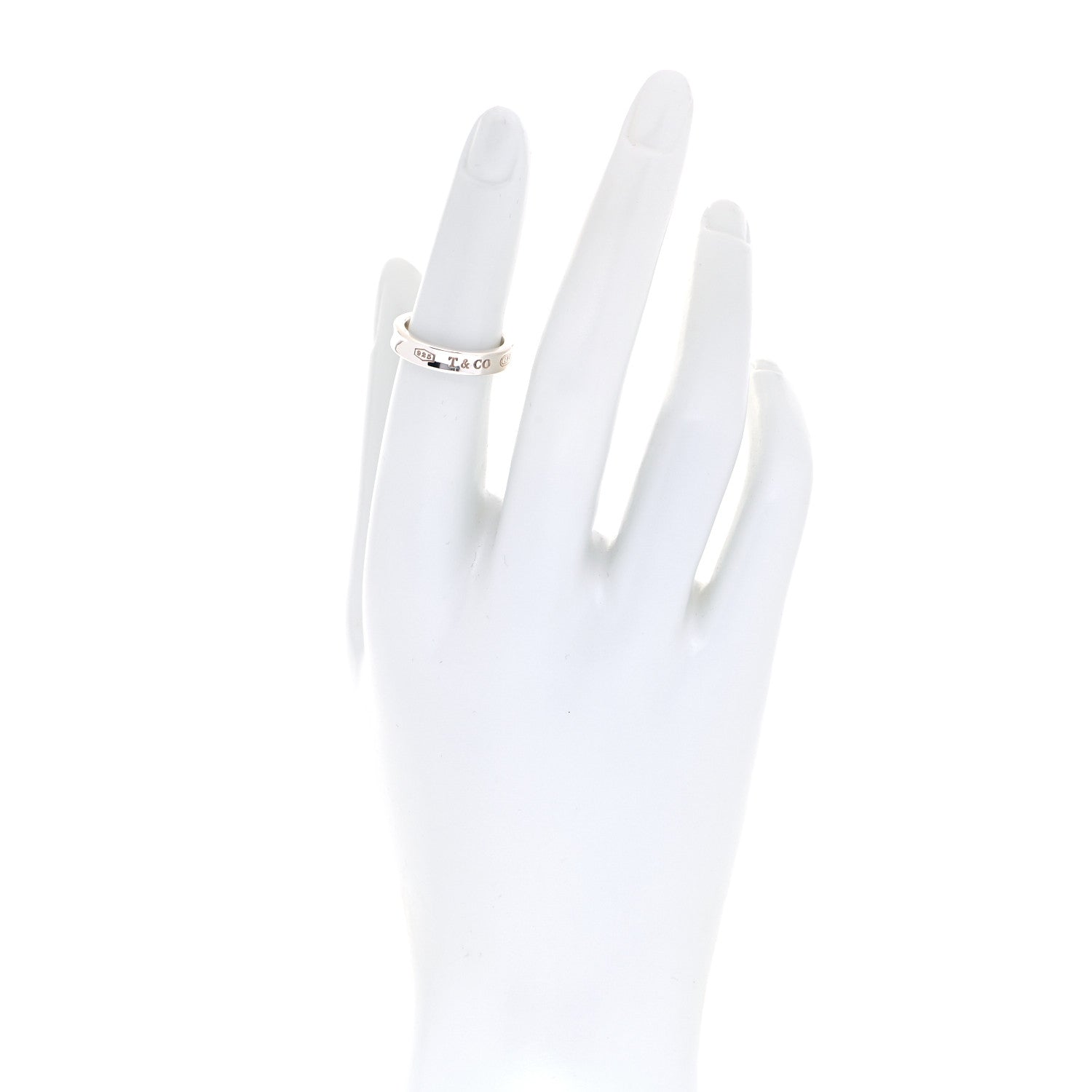 Tiffany Sterling Silver Narrow 1837 Band Ring 49 5 2 of 5