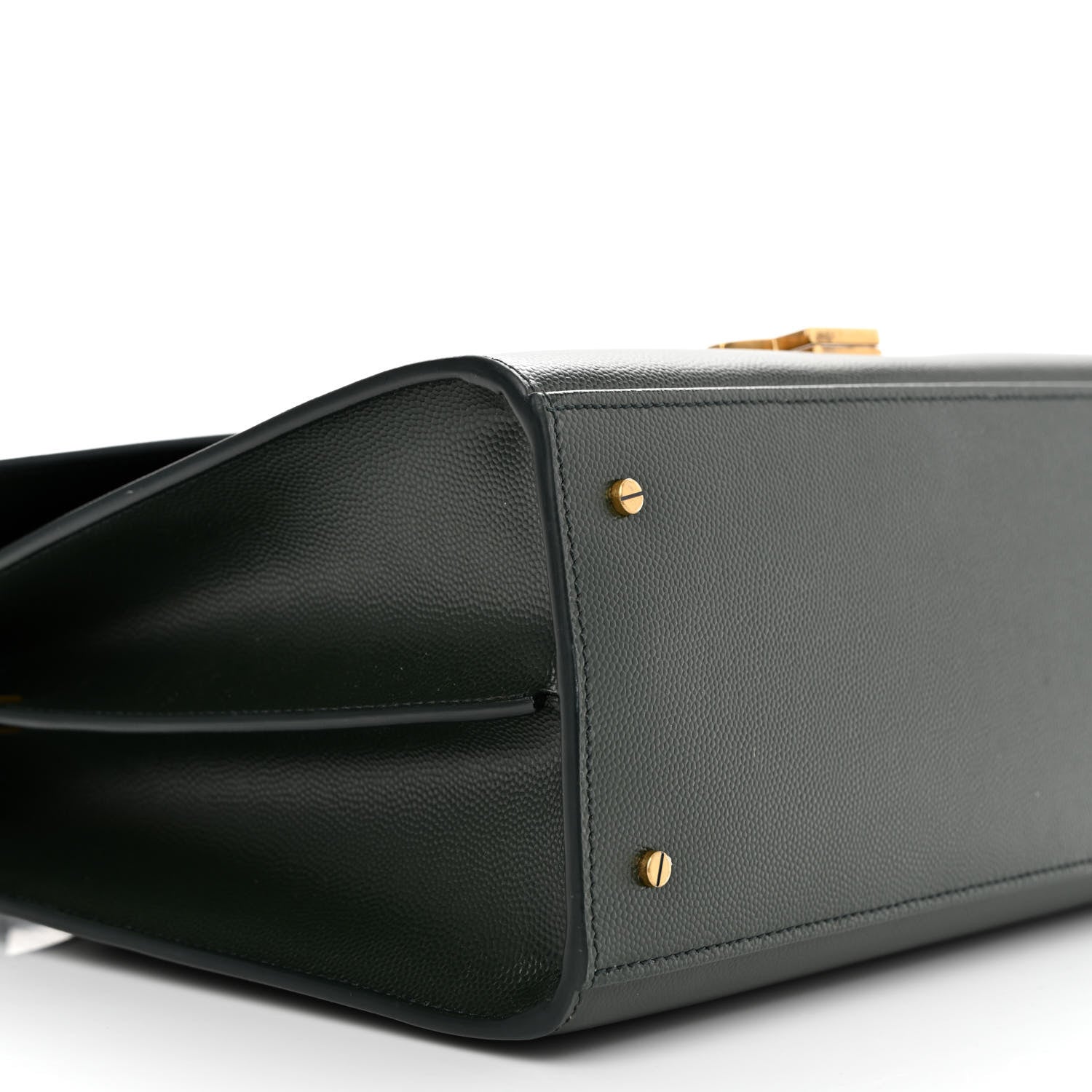Saint Laurent Grain de Poudre Medium Classic Monogram Cassandra Top Handle Dark Green 9 of 14