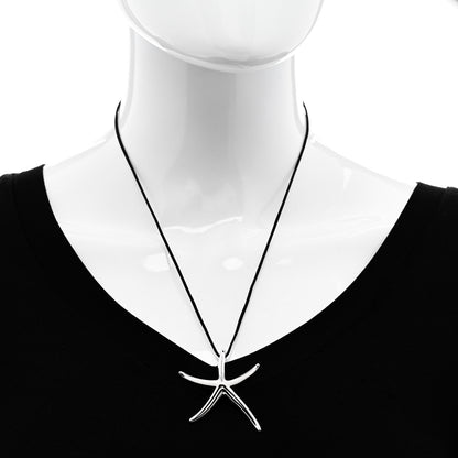 Tiffany Sterling Silver 42mm Elsa Peretti Starfish Pendant Cord Necklace 2 of 4