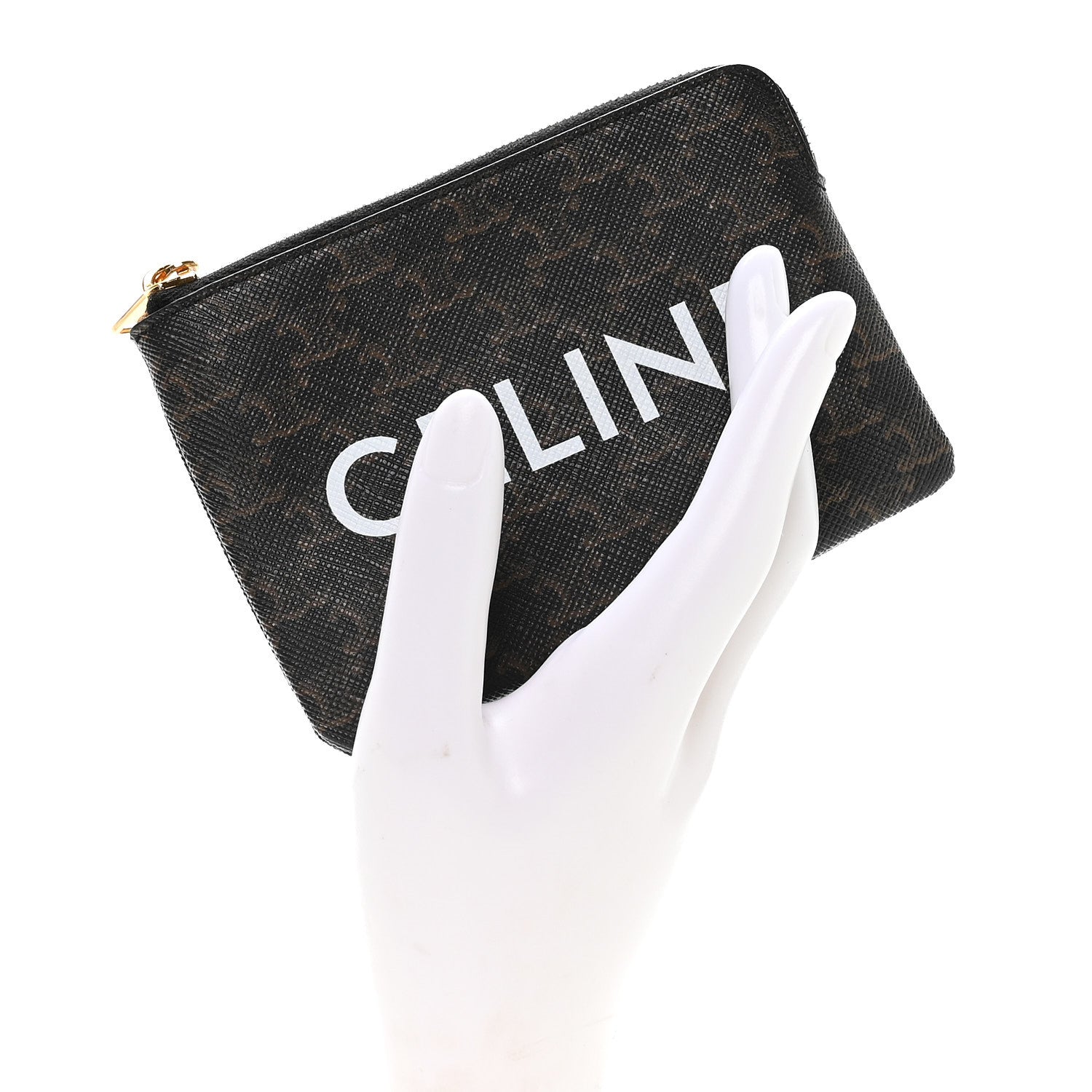 Celine Triomphe Canvas Logo Coin and Card Pouch With Hook Black 2 of 7
