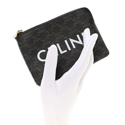Celine Triomphe Canvas Logo Coin and Card Pouch With Hook Black 2 of 7