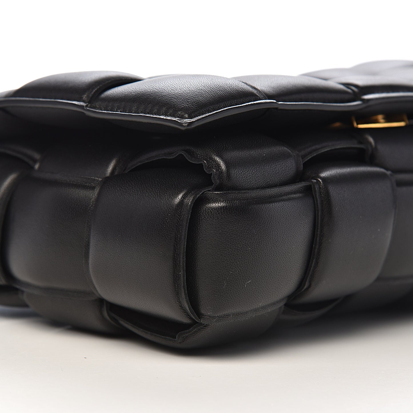 Paper Calfskin Maxi Intreccio Padded Cassette Crossbody Bag Black
