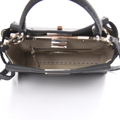 Fendi Cuoio Romano Selleria Bi-Color Mini Peekaboo Iconic Satchel Asfalto Latte 5 of 9