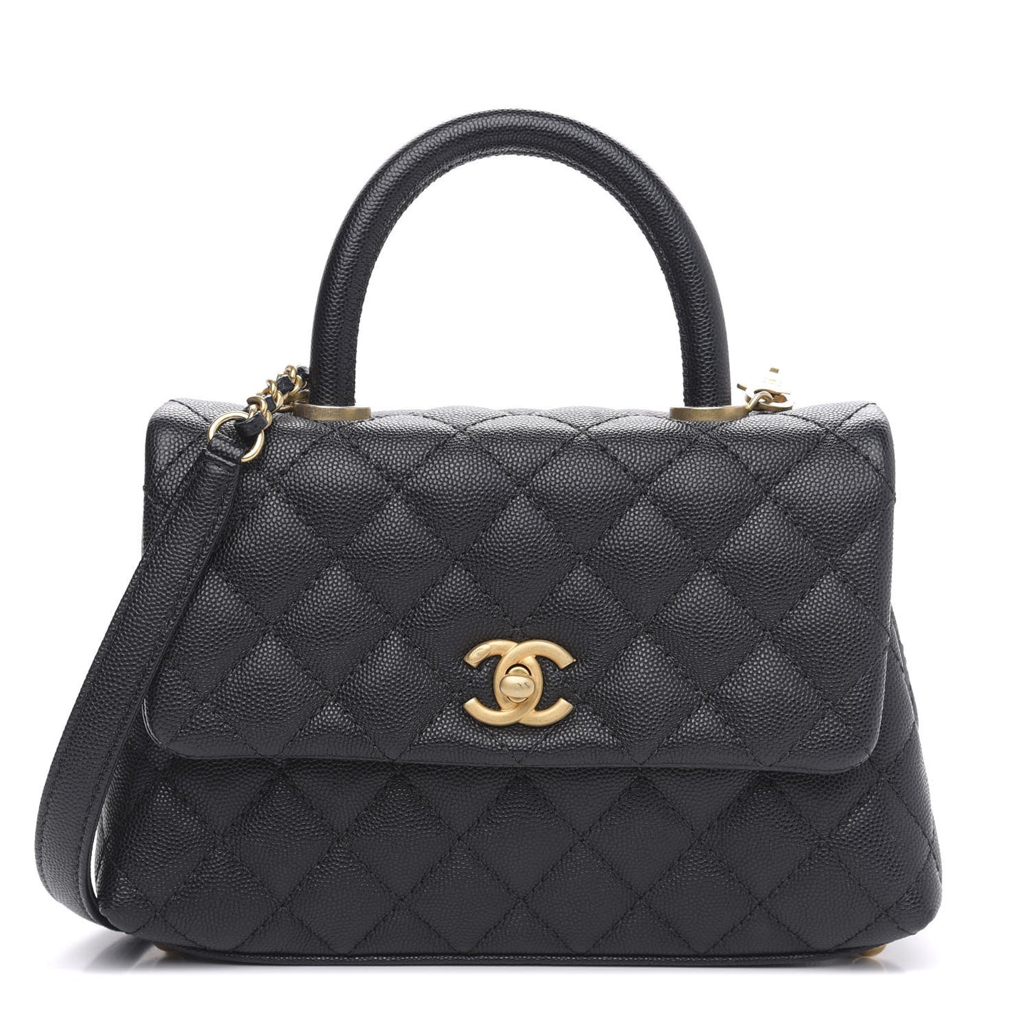 Caviar Quilted Mini Coco Handle Flap Black