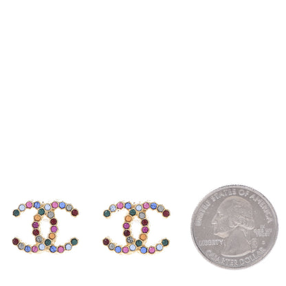 Chanel Crystal CC Earrings Gold Multicolor 2 of 5